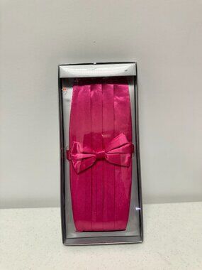 Fratello Hot Pink Cummerbund Bowtie Set Satin Shiny Tuxedo Wedding Prom Formal